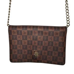 London Fog Marci Crossbody Bag In Cognac Brown Faux Leather Goldtone Hardware